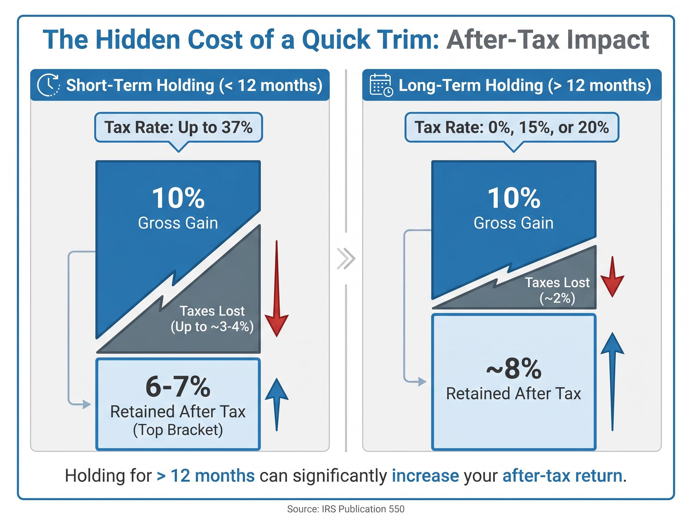 Short-Term vs Long-Term: The After-Tax Impact of a 10% Gain