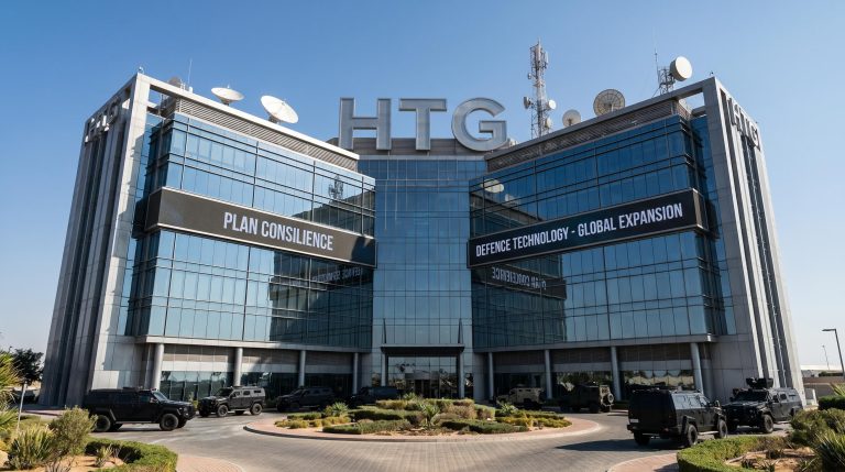 Glass facade building with vehicles