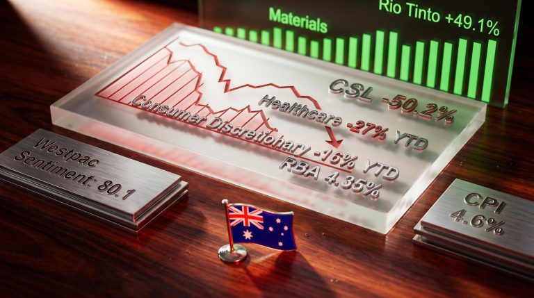 CSL and ASX healthcare sector 52-week lows amid RBA rate hikes to 4.35% and consumer sentiment at 80.1