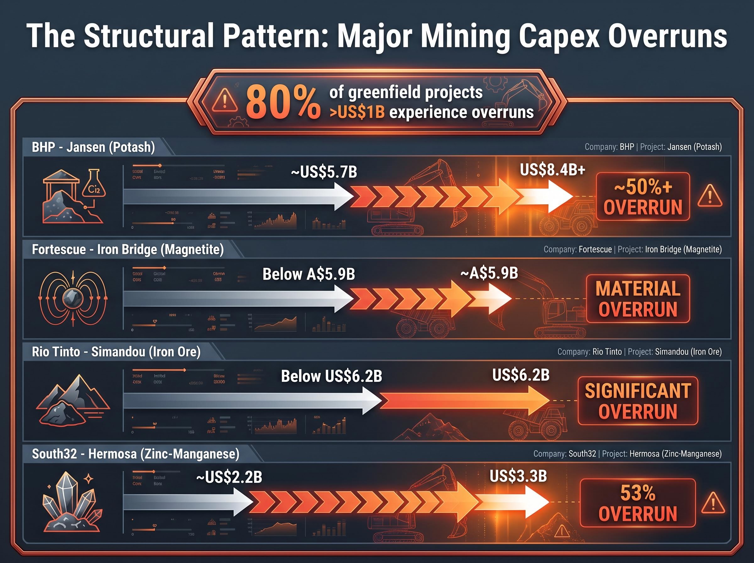Major Mining Project Capex Overruns Compared