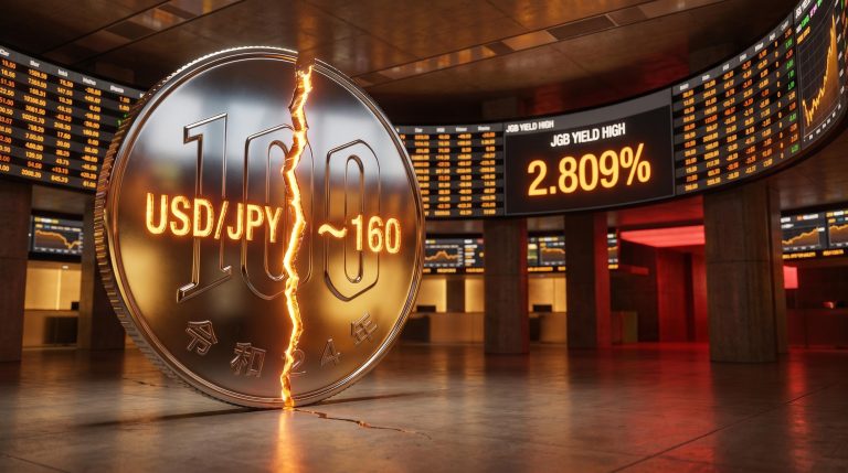 Cracking Japanese yen coin with JGB yield at 2.809% signals carry trade unwind risk for global equities