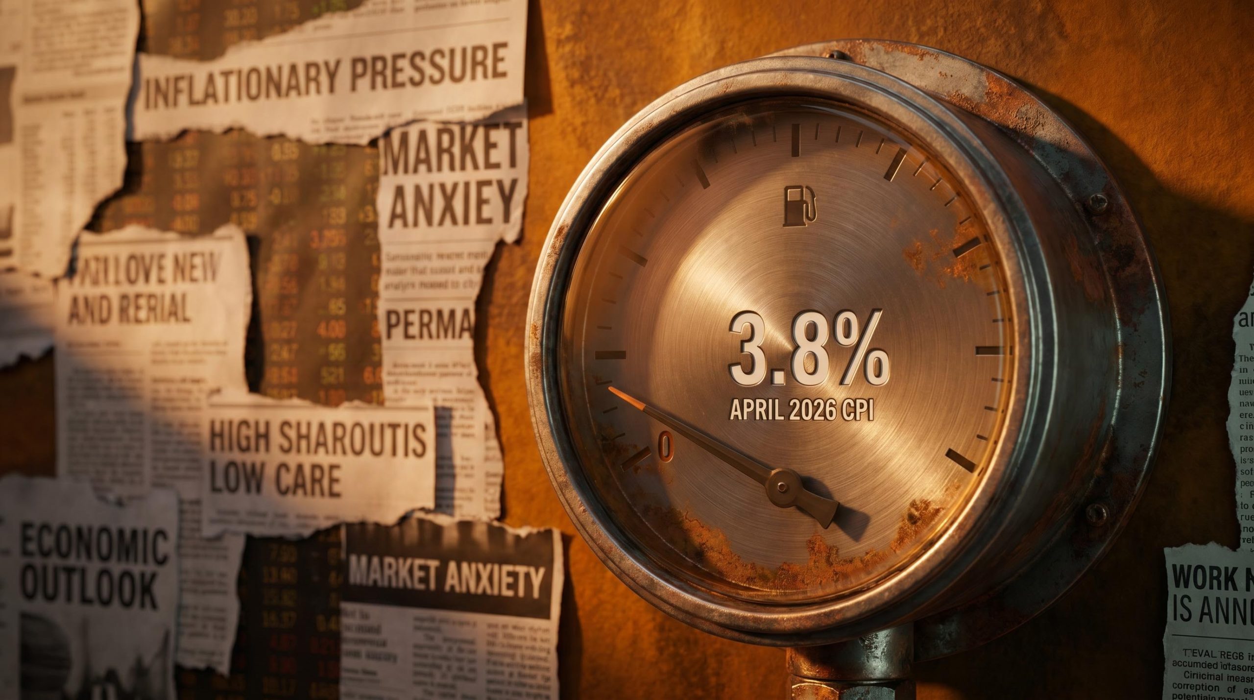 Industrial fuel gauge nearly empty showing 3.8% CPI, visualising Fisher Investments' US inflation 2026 contrarian thesis