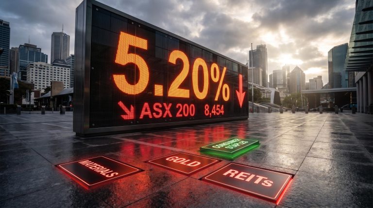 ASX 200 closes at 8,454 as US 30-year Treasury yield hits 5.20%, triggering broad sell-off across rate-sensitive sectors