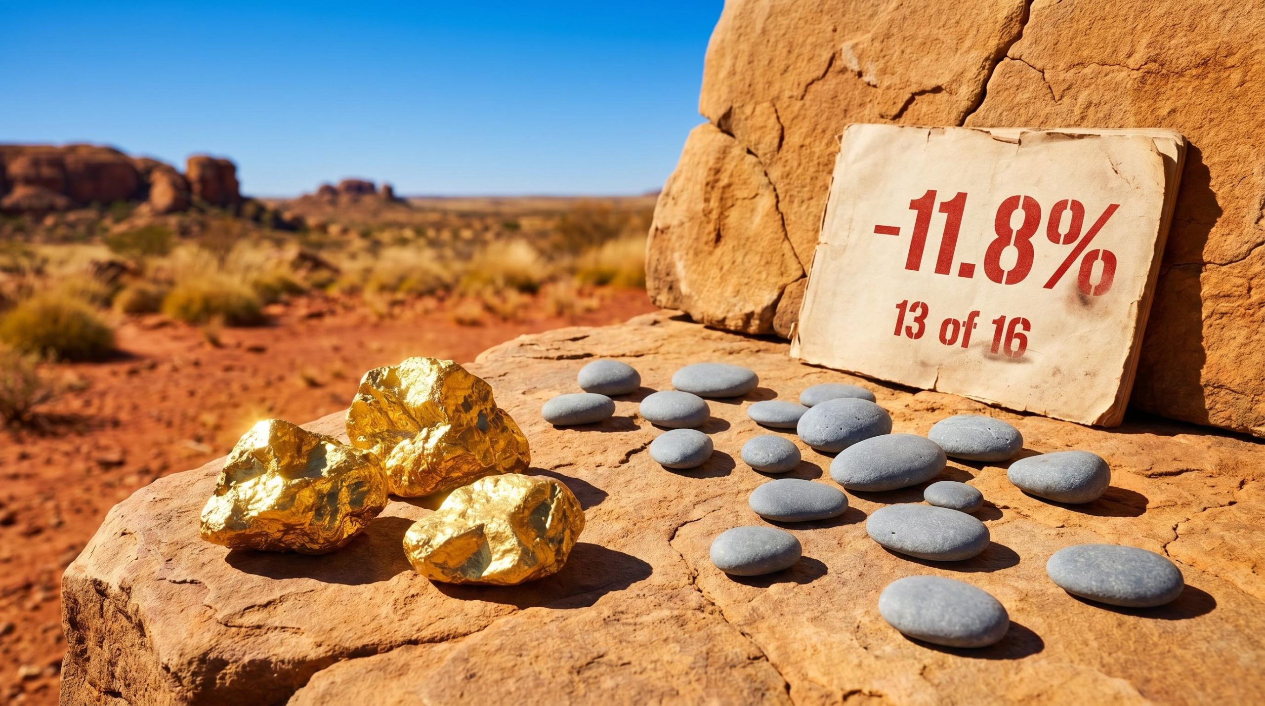 Three gold nuggets amid grey pebbles illustrate how 3 outliers skew 2026 ASX IPO performance averages