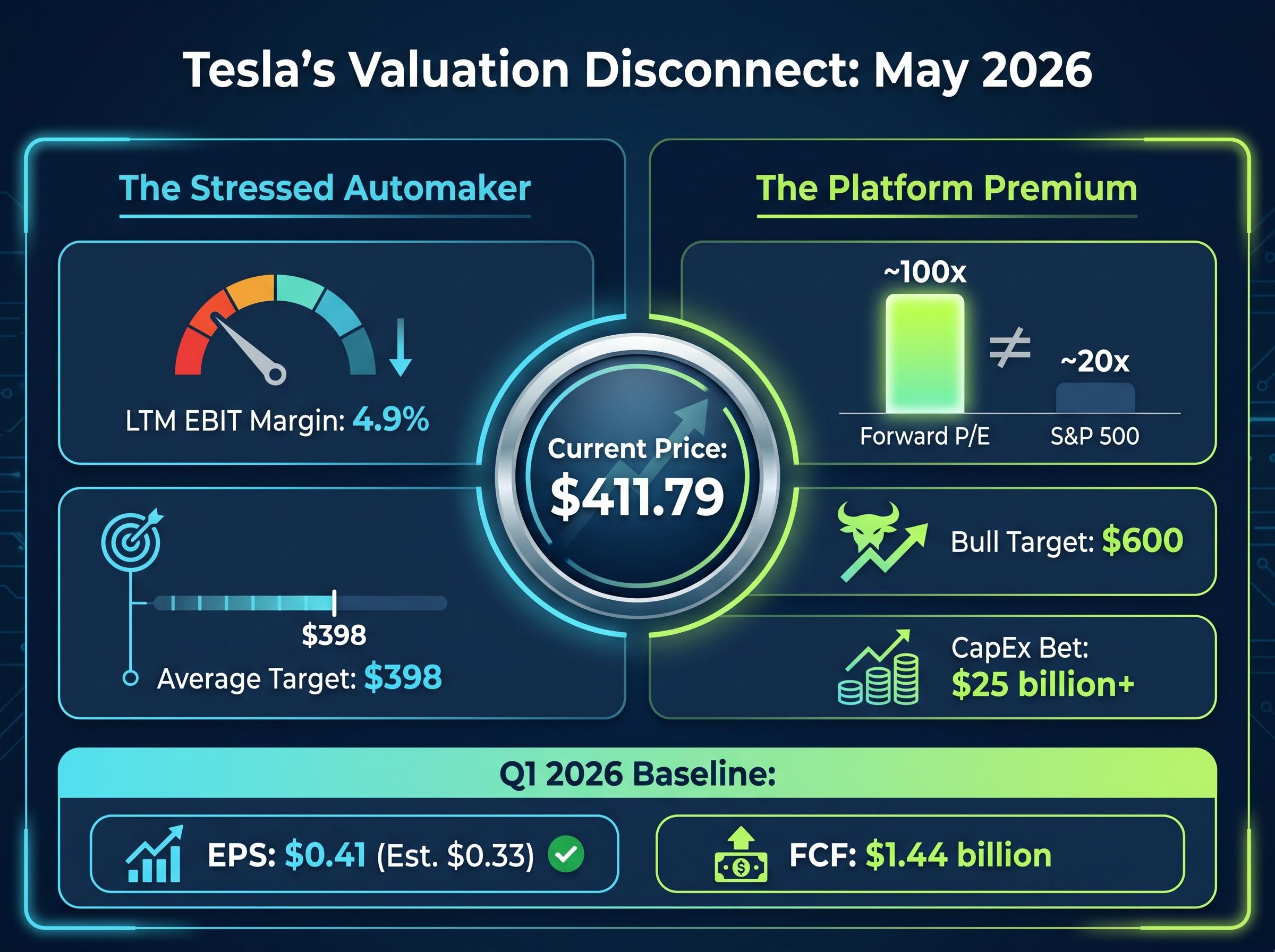 Tesla's Valuation Disconnect: The Stressed Automaker vs. The Platform Premium