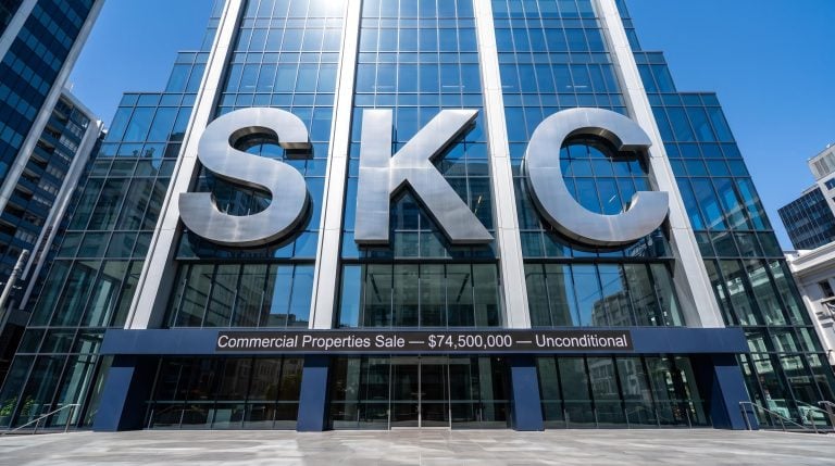 Glass building with SKC letters