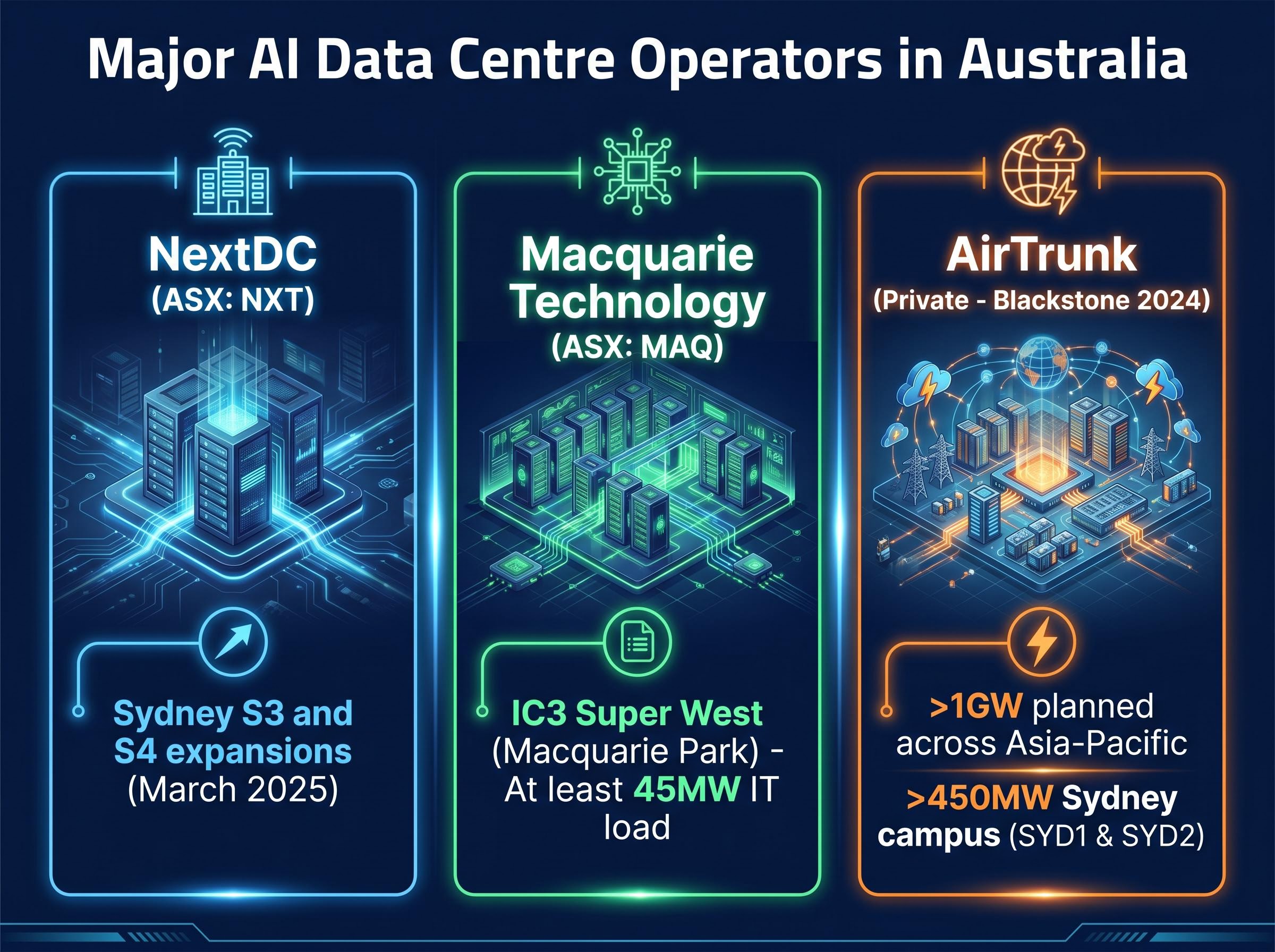 Major Australian AI Data Centre Operators