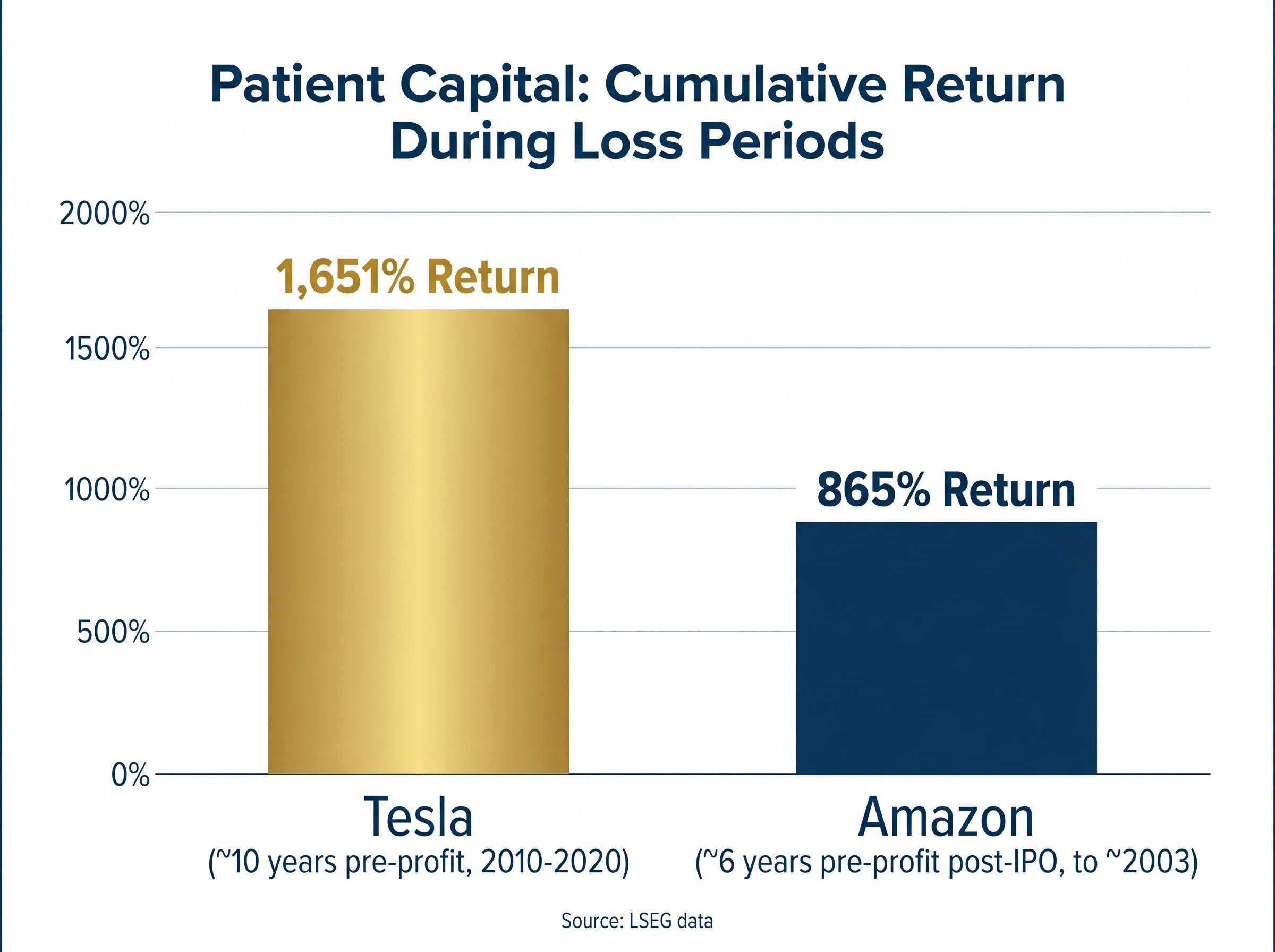 Pre-Profit Patience: Amazon and Tesla Returns