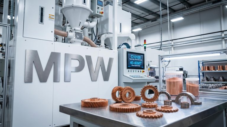 Copper gears on table