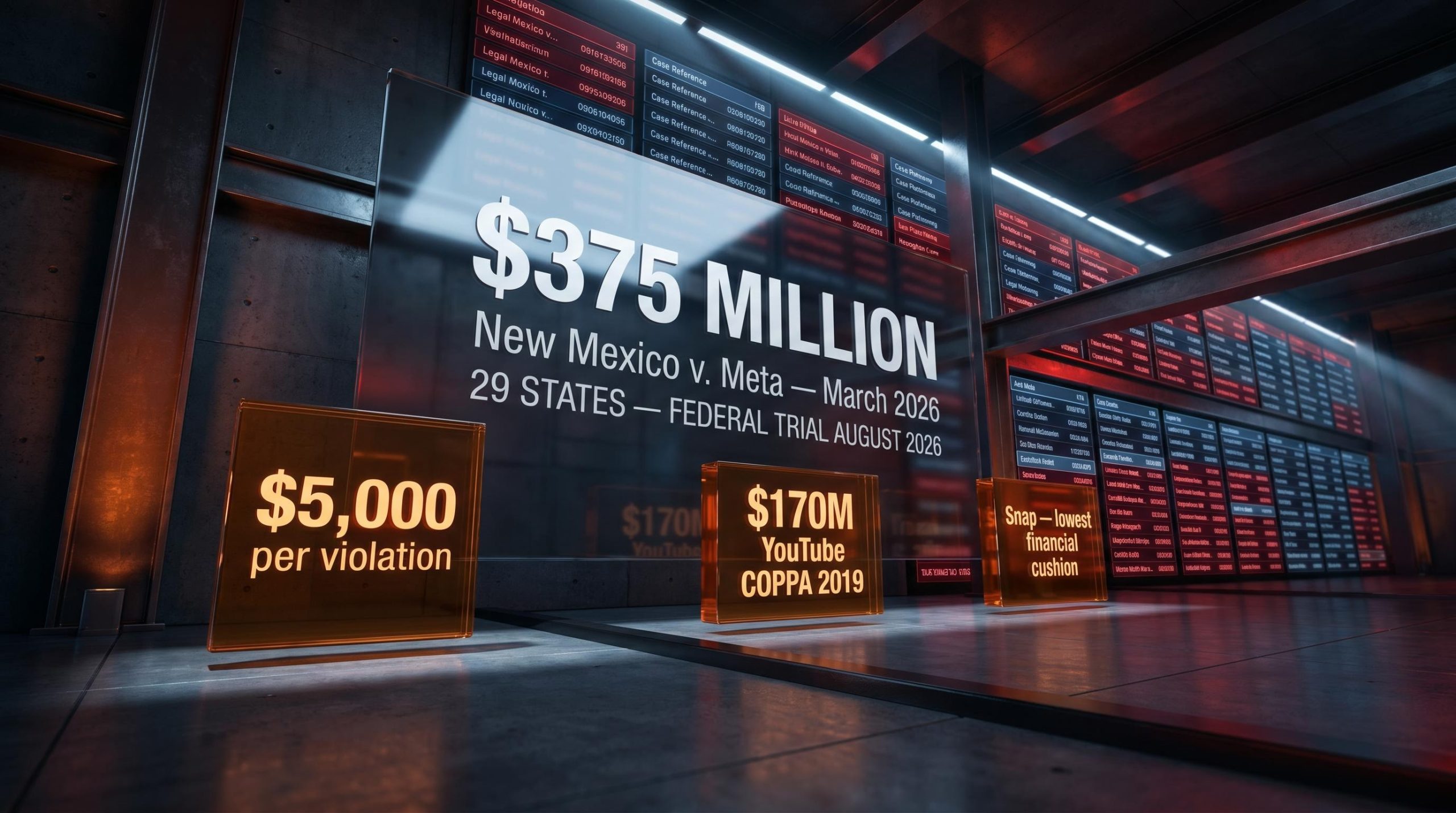Meta $375M New Mexico verdict panel with 29-state federal trial data — social media youth addiction lawsuits sector risk