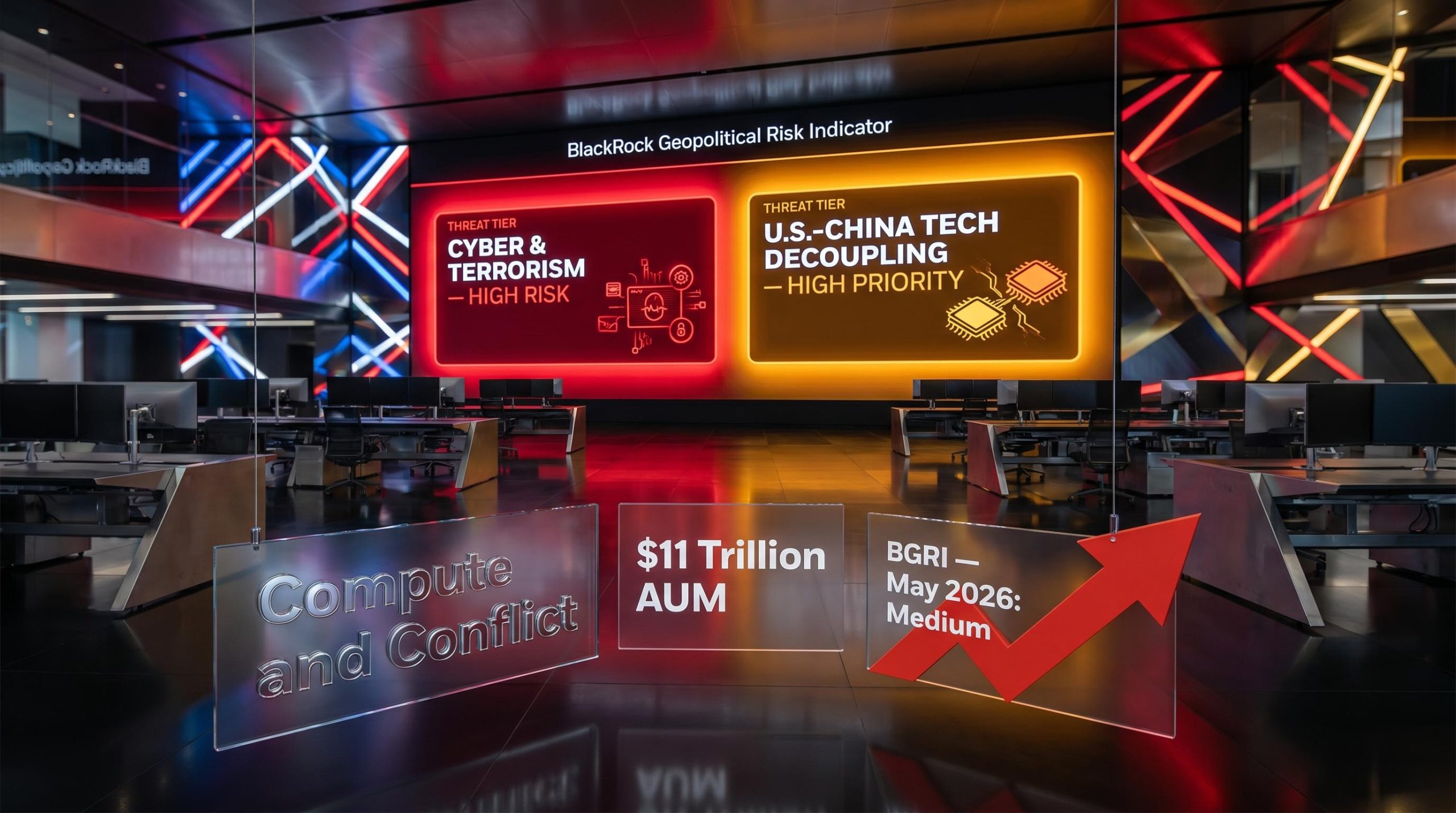 BlackRock geopolitical risk dashboard elevates cyber-AI and U.S.-China tech decoupling to top threat tier