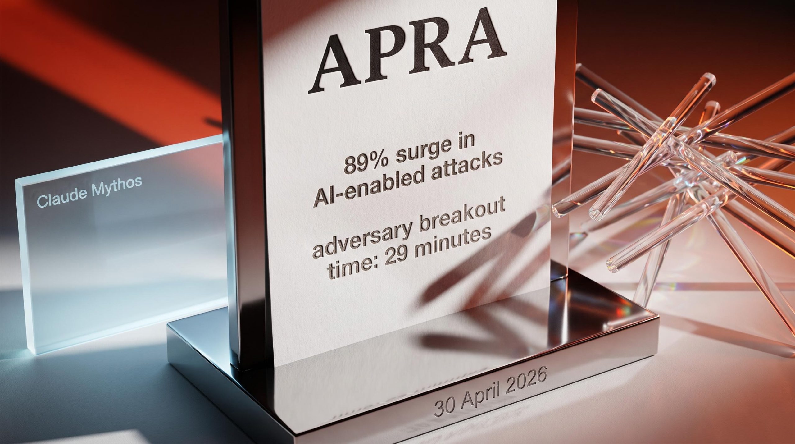 APRA 30 April 2026 letter on AI risk management citing 89% surge in attacks and 29-minute adversary breakout times