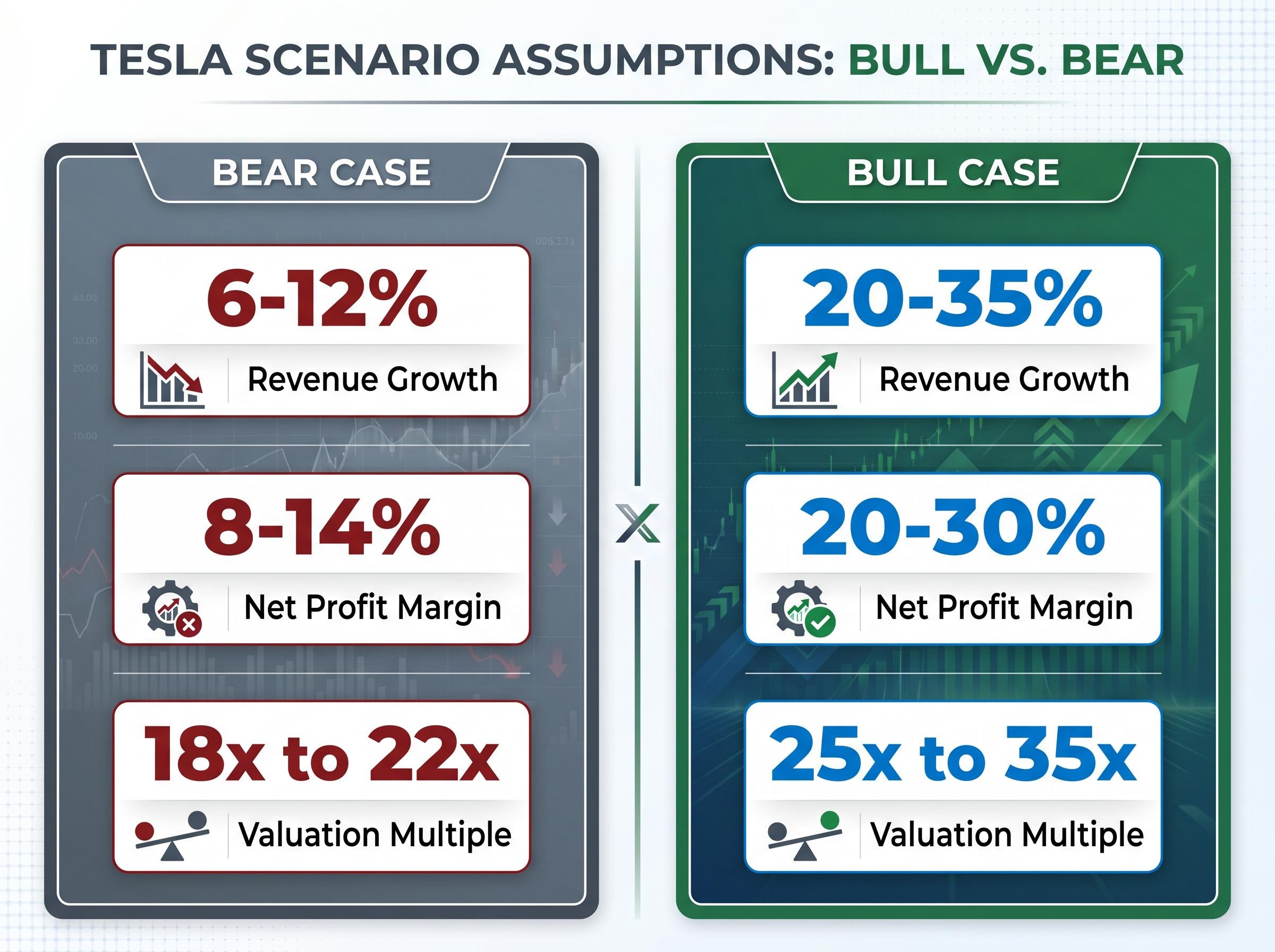 Tesla Valuation Assumptions: Bull vs. Bear