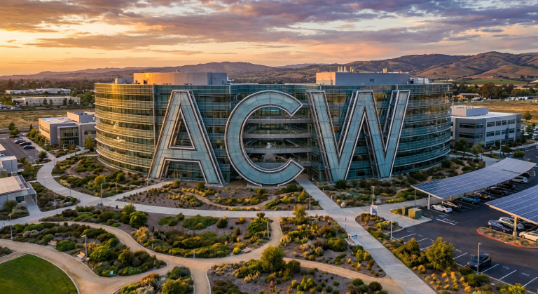 Modern glass building landscape