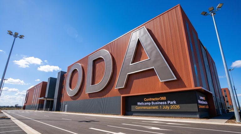 Large building with signage