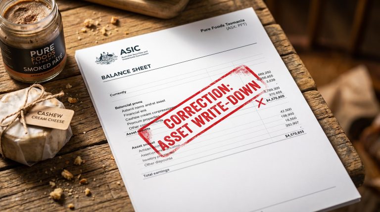 ASIC forces Pure Foods Tasmania to erase $4.57M deferred tax assets, wiping 31% of PFT's reported balance sheet