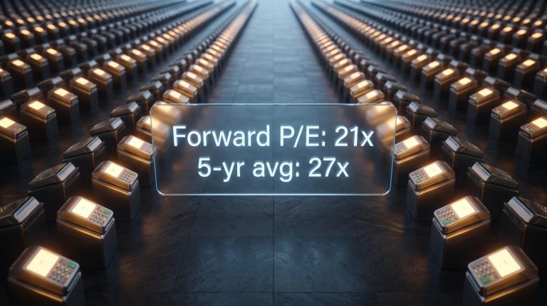 Visa stock analysis: compressed forward P/E of 21x–22x against a 5-year average of 27x signals valuation tension