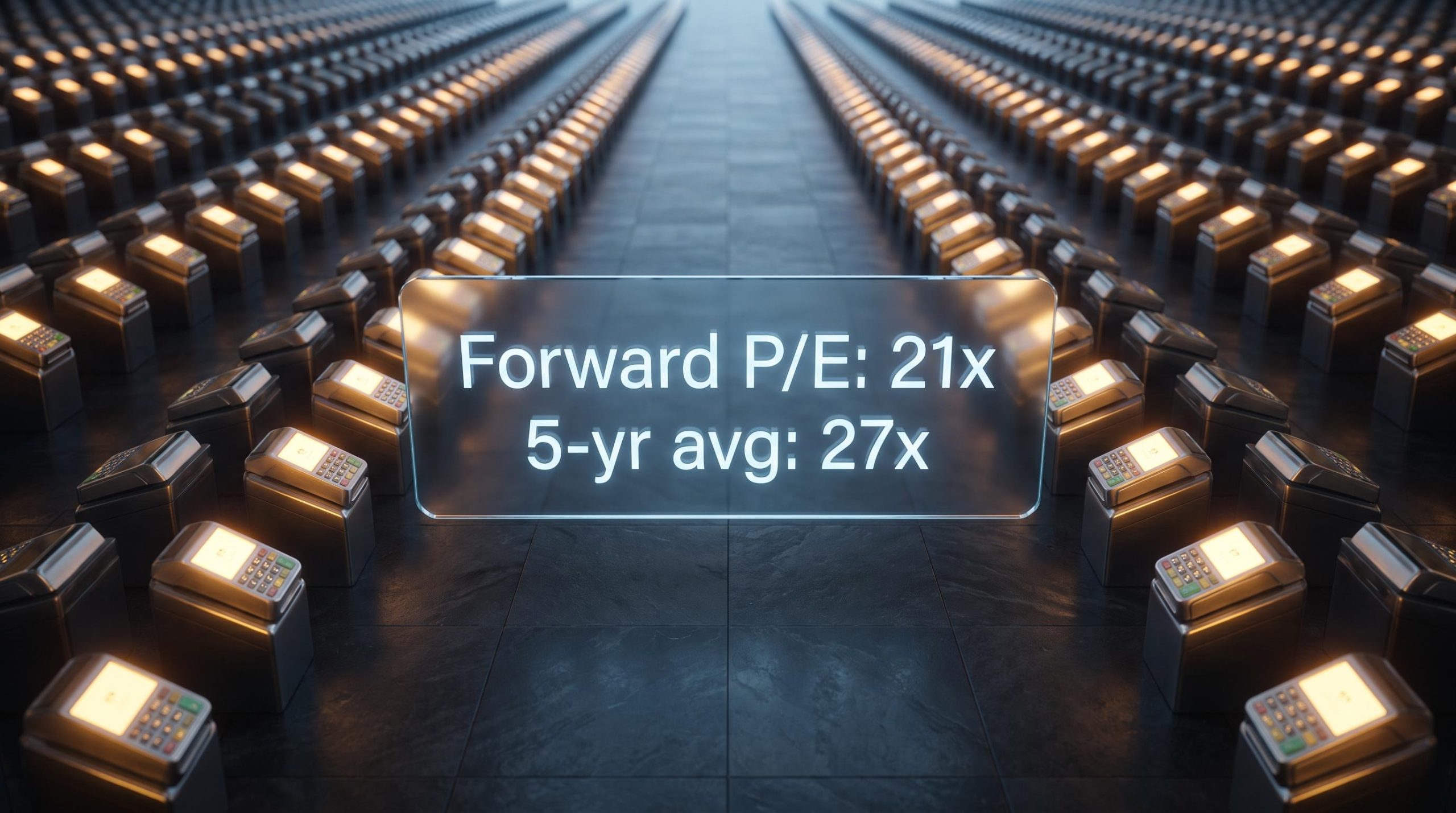 Visa stock analysis: compressed forward P/E of 21x–22x against a 5-year average of 27x signals valuation tension