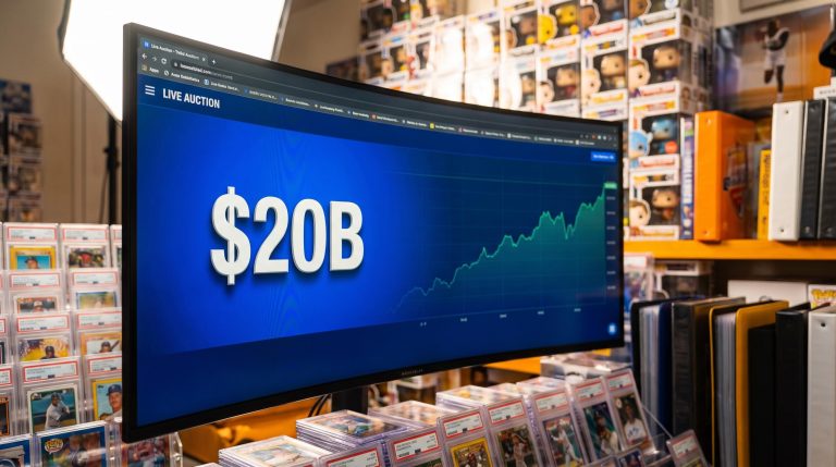 Live auction monitor showing $20B valuation amid collectibles — Whatnot growth strategy under investor scrutiny