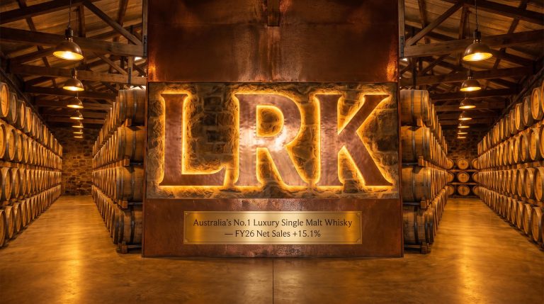 Barrel room with glowing sign