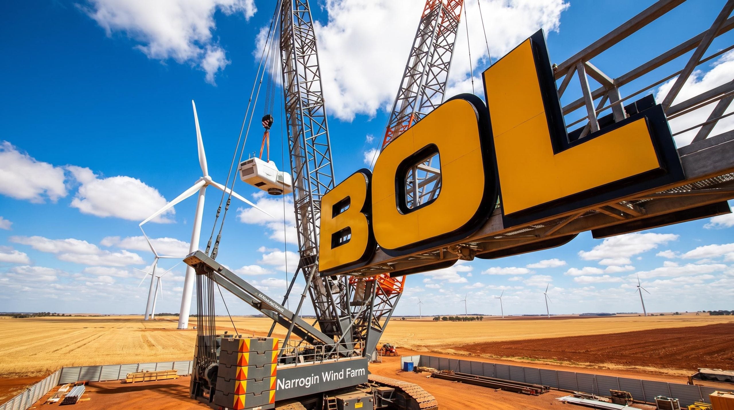 Crane building wind turbines