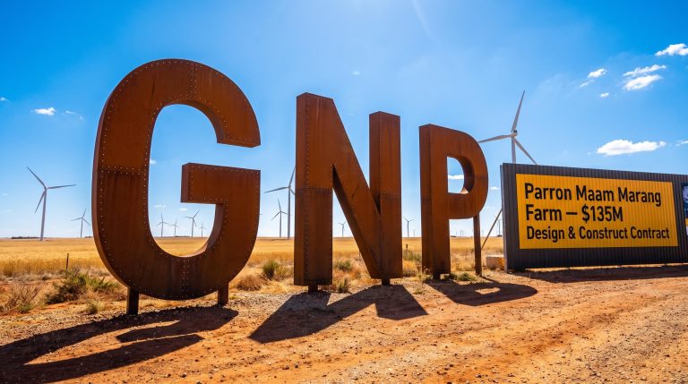 Wind farm sign with contract