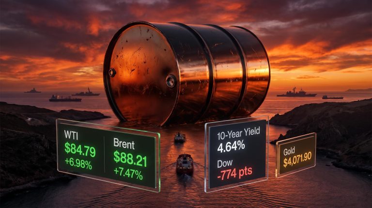 WTI surges 6.98% and Brent 7.47% on 29 July 2026 as U.S.-Iran peace deal collapses over Hormuz