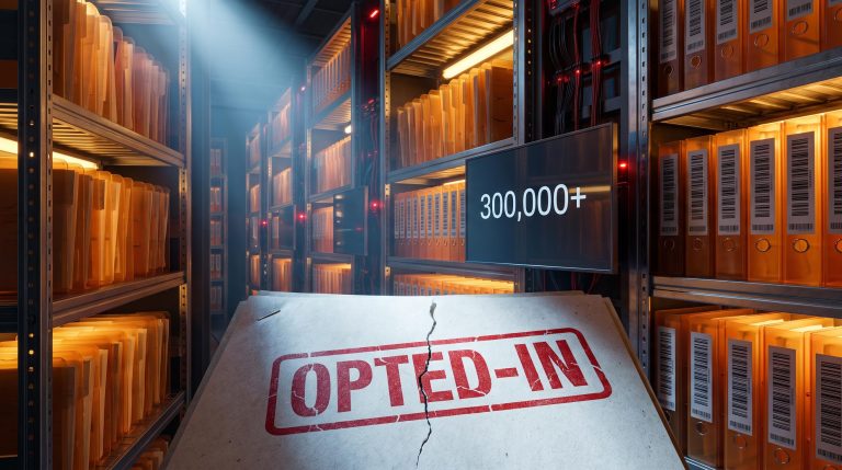 Zeta Global regulatory risk: cracked 'opted-in' data vault under courtroom light with 300,000+ deletion signal